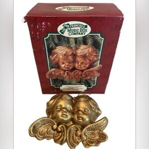 The San Francisco Music Box‎ Co Cherub Duo Musical Ornament Xmas Silent Night